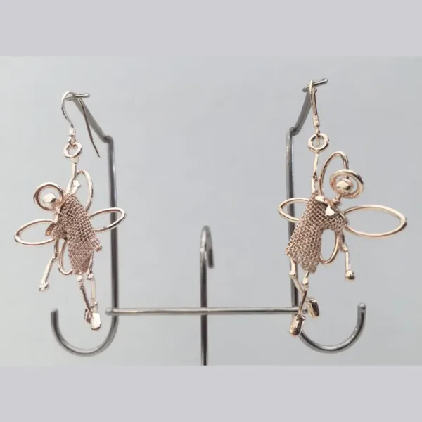 Earrings mini StrAngels symmetric position, rose gold plated